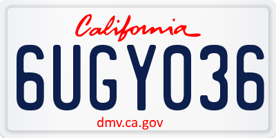 CA license plate 6UGY036
