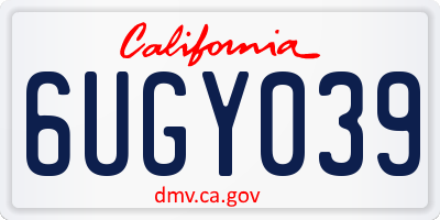 CA license plate 6UGY039