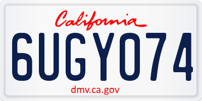 CA license plate 6UGY074