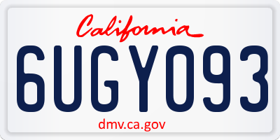 CA license plate 6UGY093