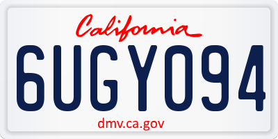 CA license plate 6UGY094
