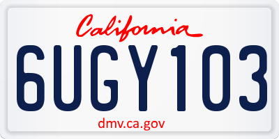 CA license plate 6UGY103