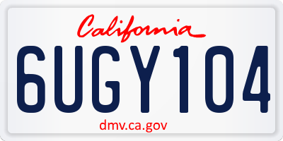 CA license plate 6UGY104