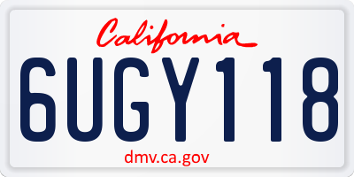 CA license plate 6UGY118