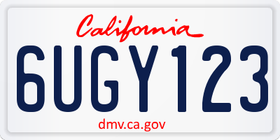 CA license plate 6UGY123