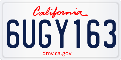 CA license plate 6UGY163