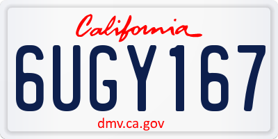 CA license plate 6UGY167
