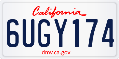 CA license plate 6UGY174