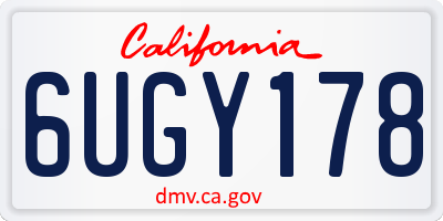 CA license plate 6UGY178