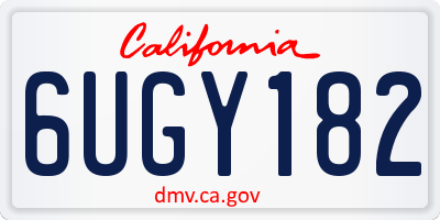 CA license plate 6UGY182