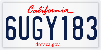 CA license plate 6UGY183