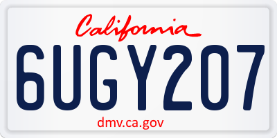 CA license plate 6UGY207