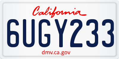 CA license plate 6UGY233