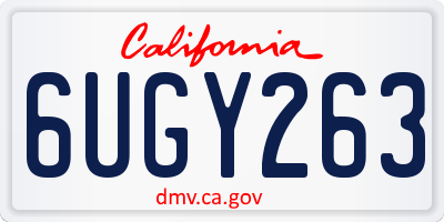 CA license plate 6UGY263
