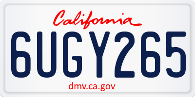 CA license plate 6UGY265