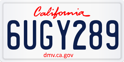 CA license plate 6UGY289
