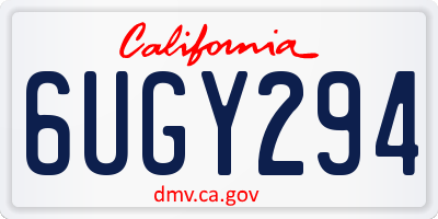 CA license plate 6UGY294
