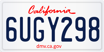 CA license plate 6UGY298
