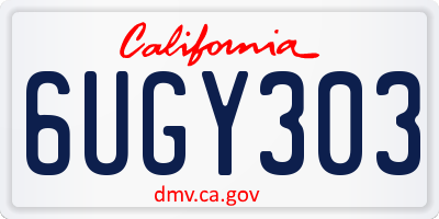 CA license plate 6UGY303