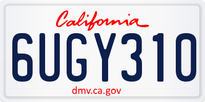 CA license plate 6UGY310