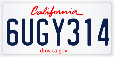 CA license plate 6UGY314