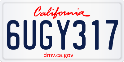 CA license plate 6UGY317