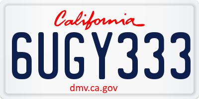 CA license plate 6UGY333
