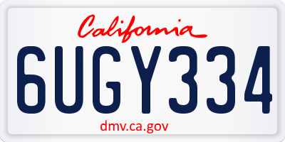CA license plate 6UGY334