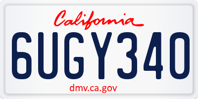 CA license plate 6UGY340