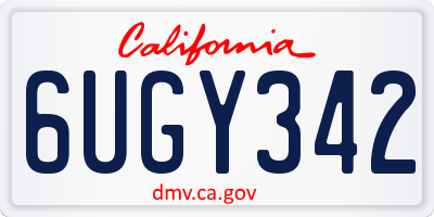 CA license plate 6UGY342
