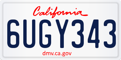 CA license plate 6UGY343