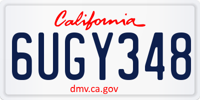 CA license plate 6UGY348