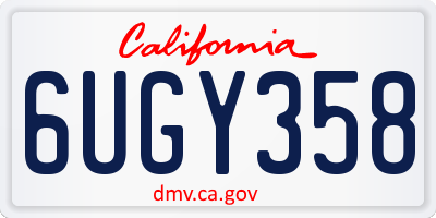 CA license plate 6UGY358