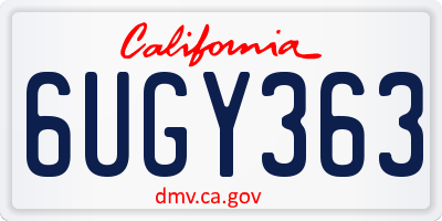 CA license plate 6UGY363
