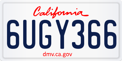 CA license plate 6UGY366