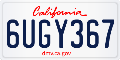CA license plate 6UGY367