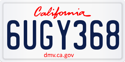 CA license plate 6UGY368