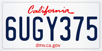 CA license plate 6UGY375