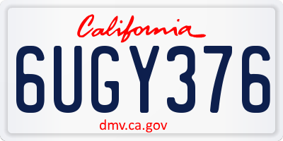 CA license plate 6UGY376