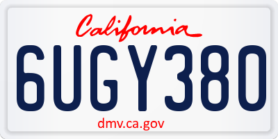 CA license plate 6UGY380