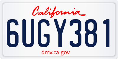 CA license plate 6UGY381