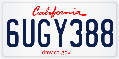 CA license plate 6UGY388
