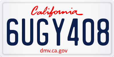 CA license plate 6UGY408