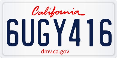 CA license plate 6UGY416
