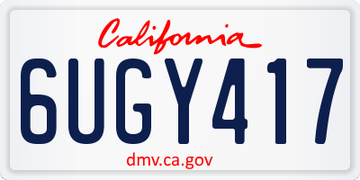 CA license plate 6UGY417