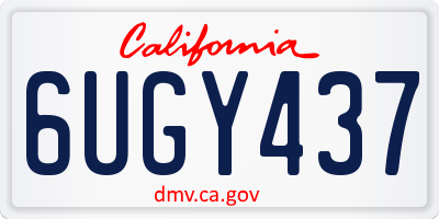 CA license plate 6UGY437