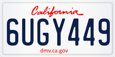 CA license plate 6UGY449