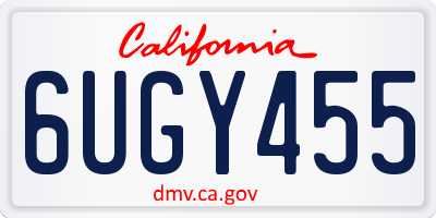CA license plate 6UGY455