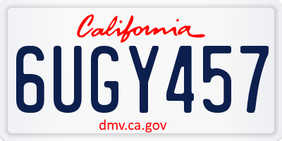 CA license plate 6UGY457