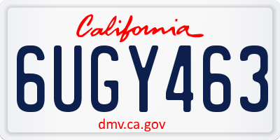 CA license plate 6UGY463